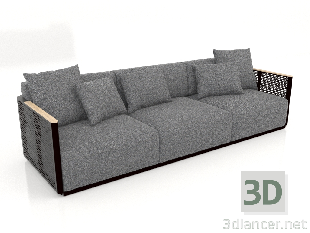 3d model Sofá 3 plazas (Negro) - vista previa