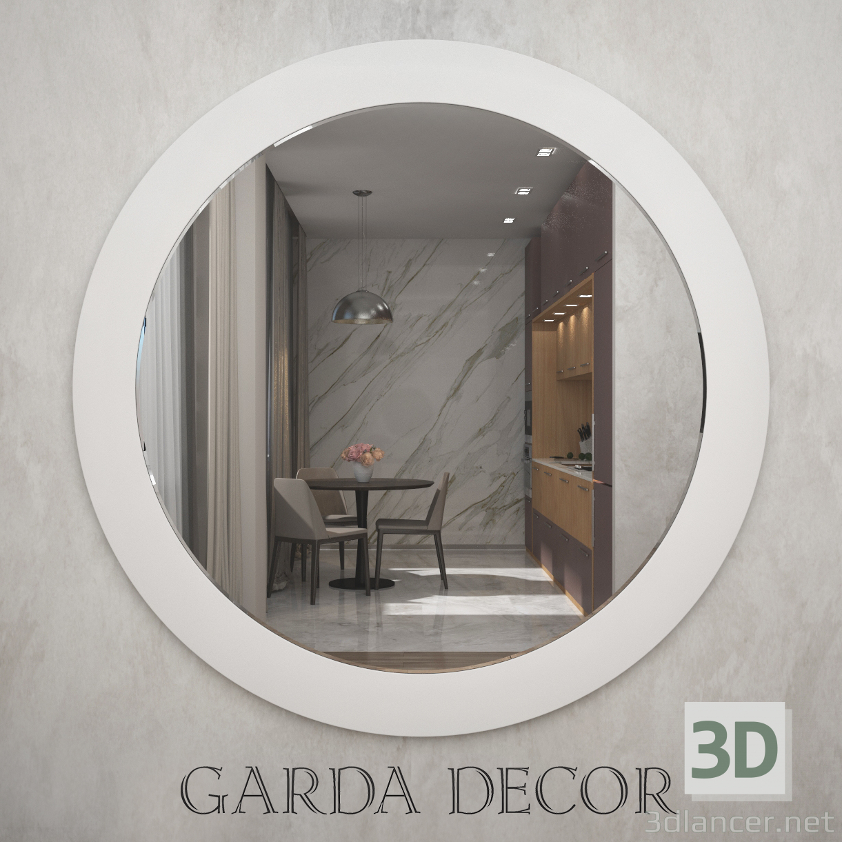 modèle 3D décor, miroir - preview