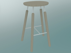 Tabouret Norm (NA8, L 52xH 75cm, Blanc poudré, Chêne naturel huilé)