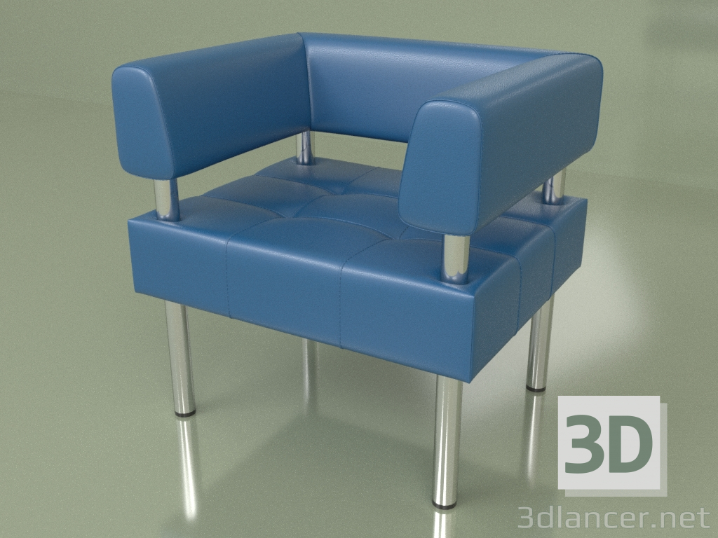 3d model Armchair Business (Blue leather) - preview