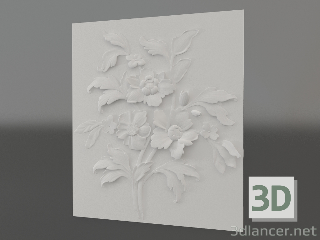 modello 3D Bouquet bassorilievo - anteprima