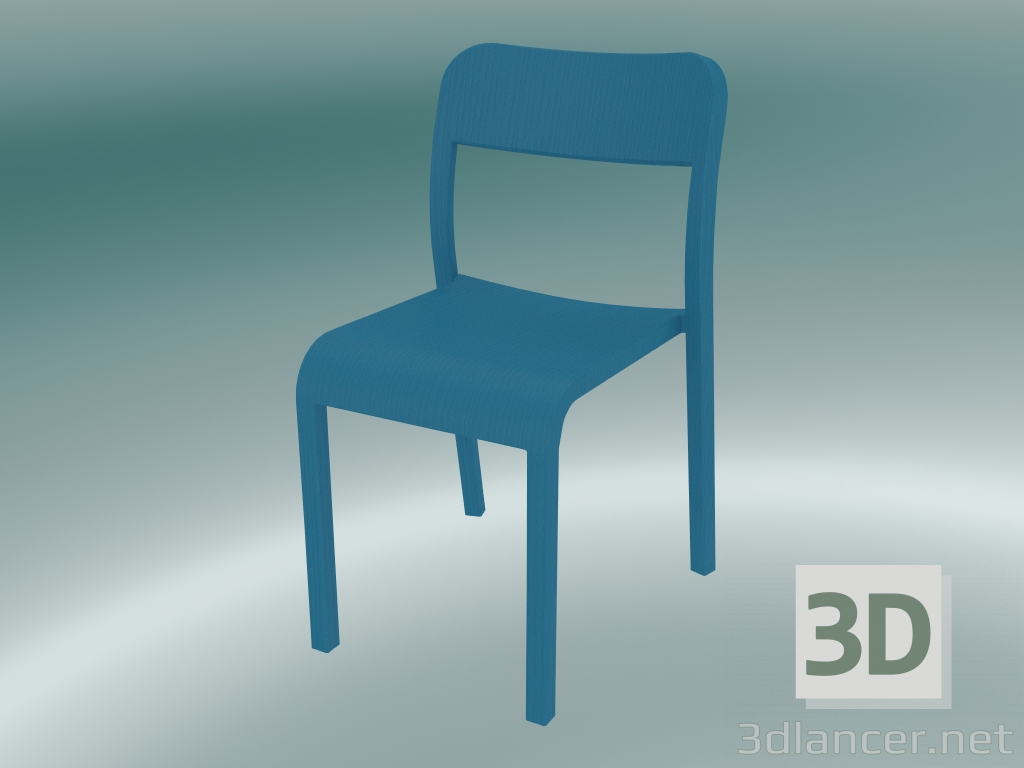 3d model Chair BLOCCO chair (1475-20, ash colored with matt open grain in blue) - preview