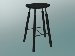 Tabouret Norm (NA8, L 52xH 75cm, Noir poudré, Frêne teinté noir)