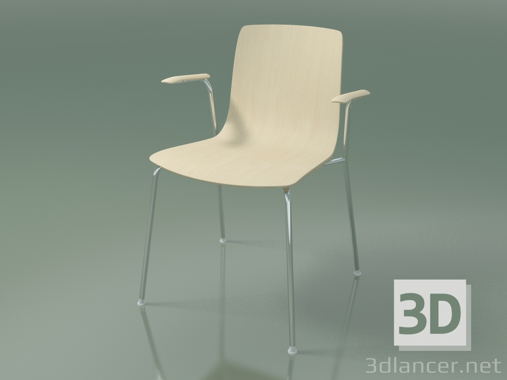 Modelo 3d Cadeira 3907 (4 pernas de metal, com braços, bétula branca) - preview