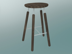 Tabouret Norm (NA8, L 52xH 75cm, revêtement en poudre blanche, chêne huilé fumé)