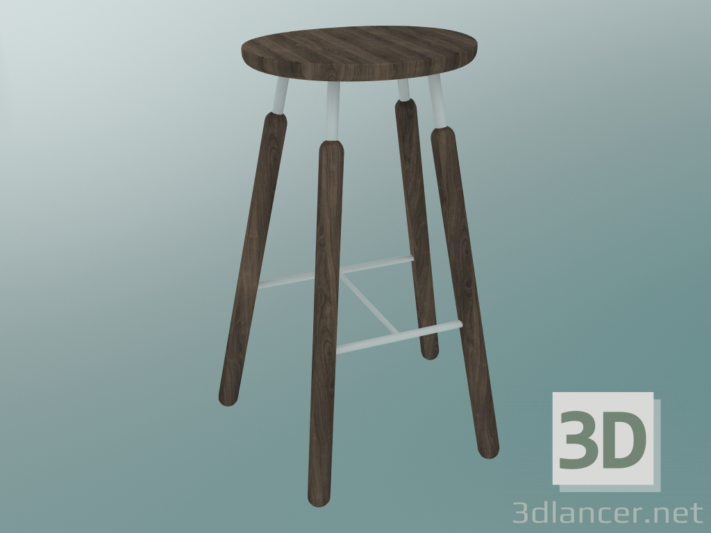 3d model Taburete normal (NA8, An 52xH 75cm, Revestimiento en polvo blanco, Roble aceitado ahumado) - vista previa