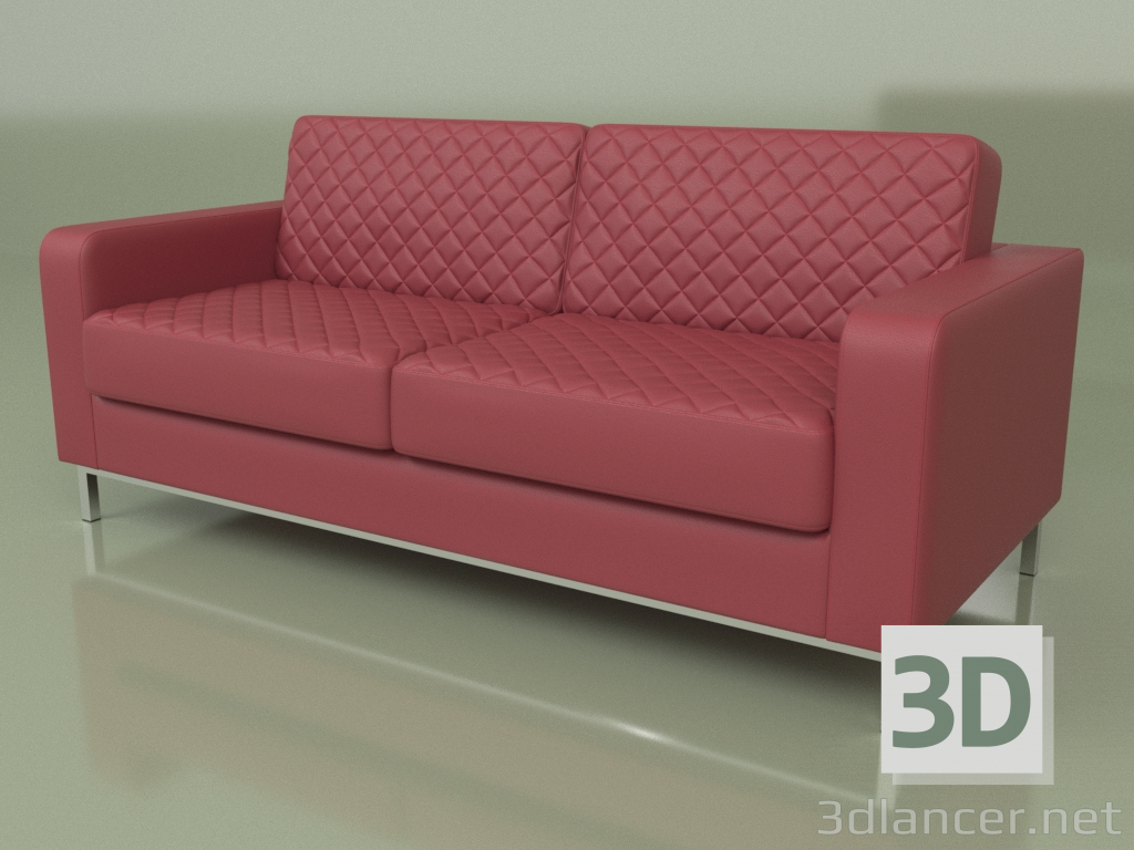 Modelo 3d Sofá de três lugares Bentley (couro vermelho) - preview