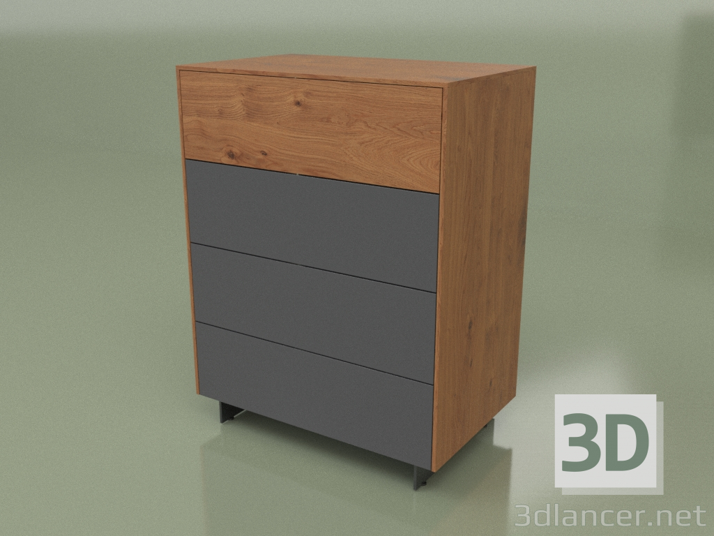 3d model Chest of drawers CN 300 (Walnut, Anthracite) - preview