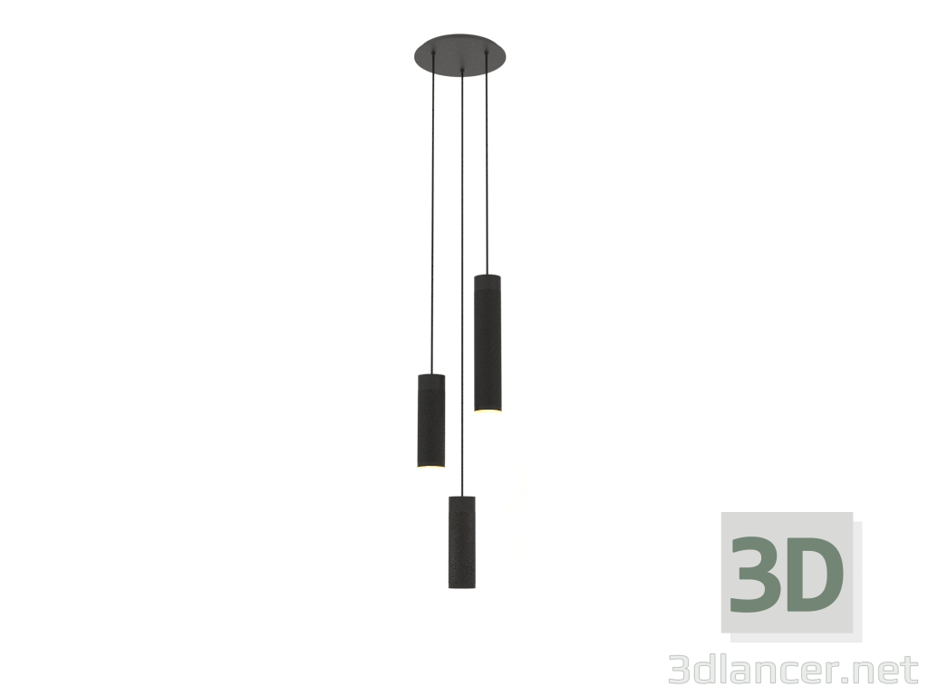 3d model Hanging cluster lamp Patrone (black-brown brass) - preview