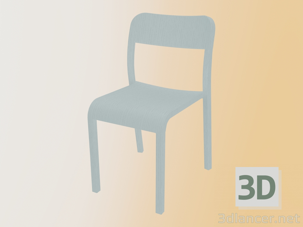 3d model Silla BLOCCO (1475-20, color ceniza con grano abierto mate en blanco) - vista previa