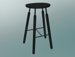 Tabouret Norm (NA8, L 52xH 75cm, Noir poudré, Chêne huilé noir)