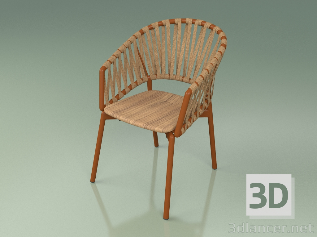 modello 3D Sedia Comfort 122 (Metallo Ruggine, Teak) - anteprima