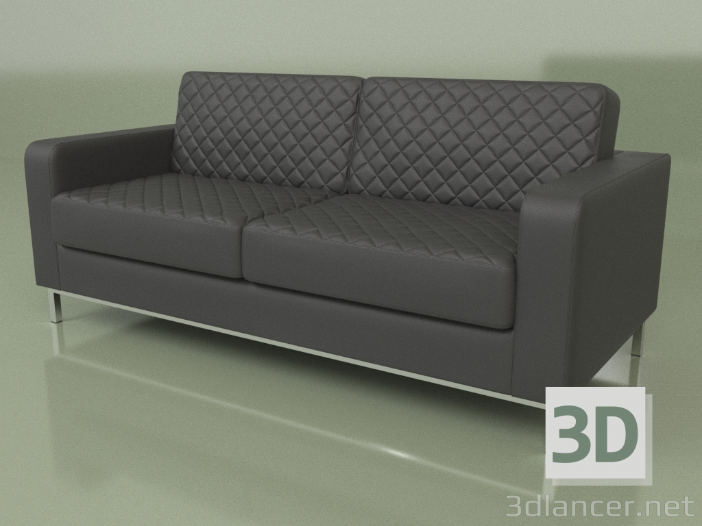 3d model Sofá de tres plazas Bentley (cuero negro) - vista previa