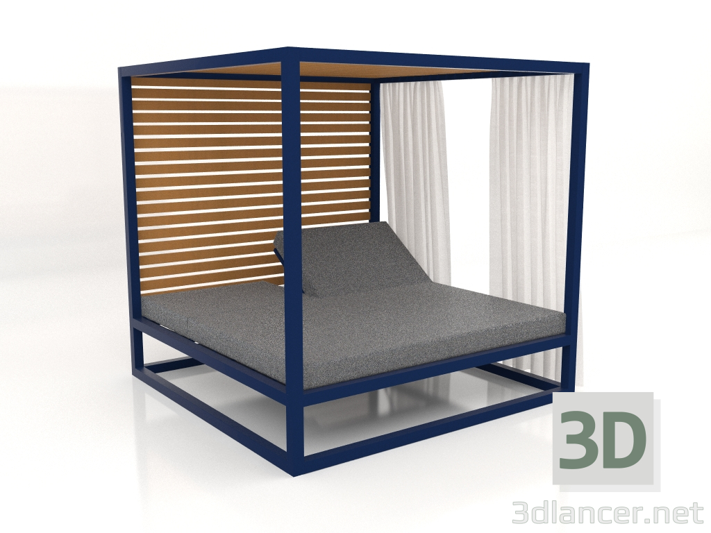 Modelo 3d Sofá elevado com ripas fixas com paredes laterais e cortinas (azul noite) - preview