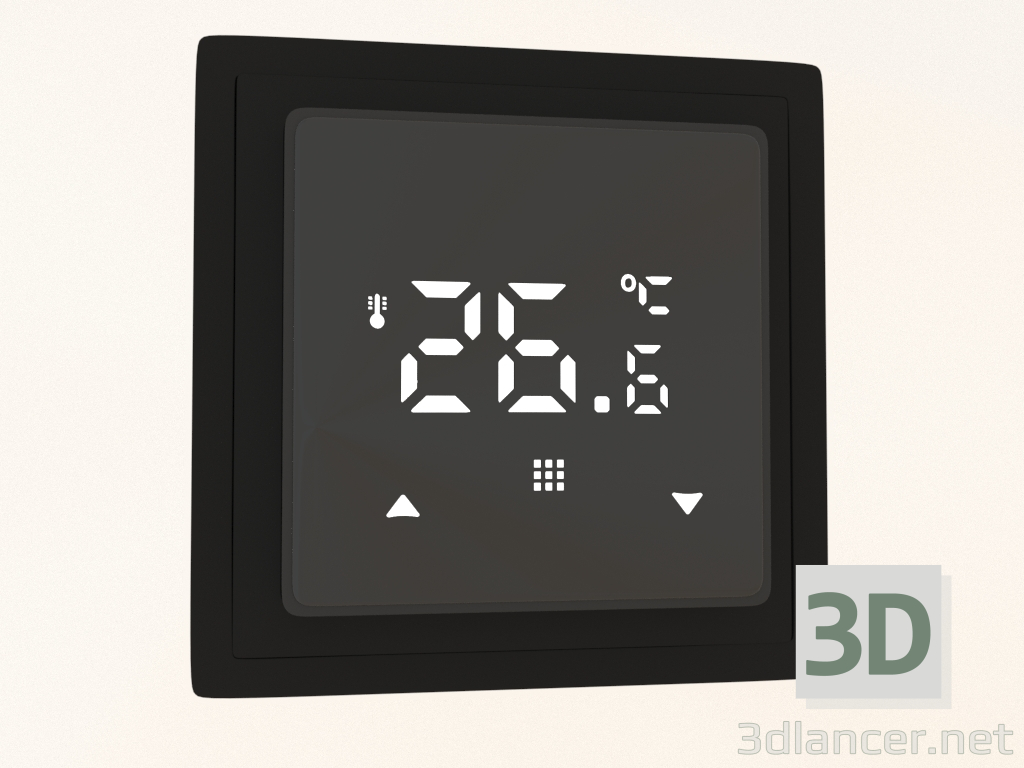 modello 3D Termostato con sensore a pavimento (programmabile, 16 A, vetro nero, carbonio opaco, DTEF16В) R98 - anteprima