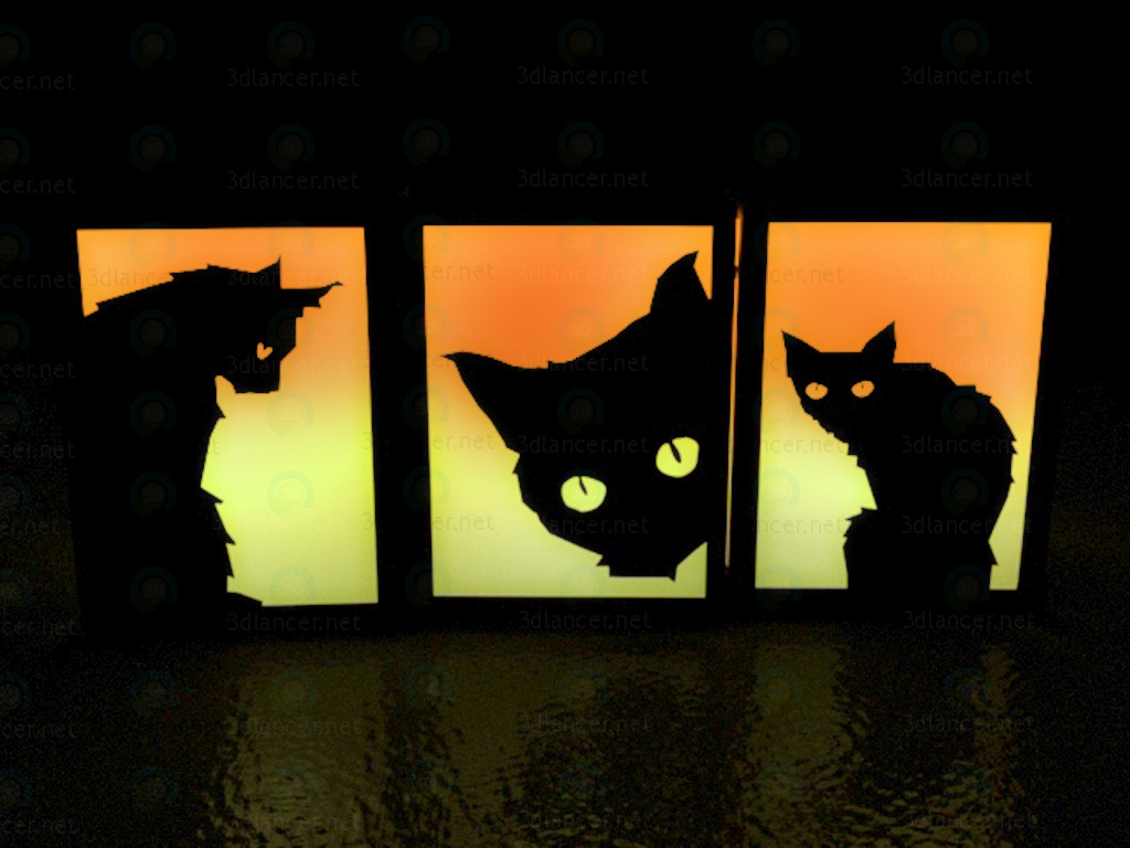 Modelo 3d Lâmpada decorativos gatos no Halloween - preview