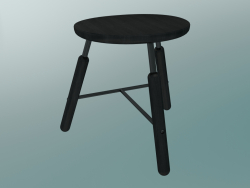 Norm stool (NA3, W 49xH 46cm, Black powder coated, Black oiled ash)