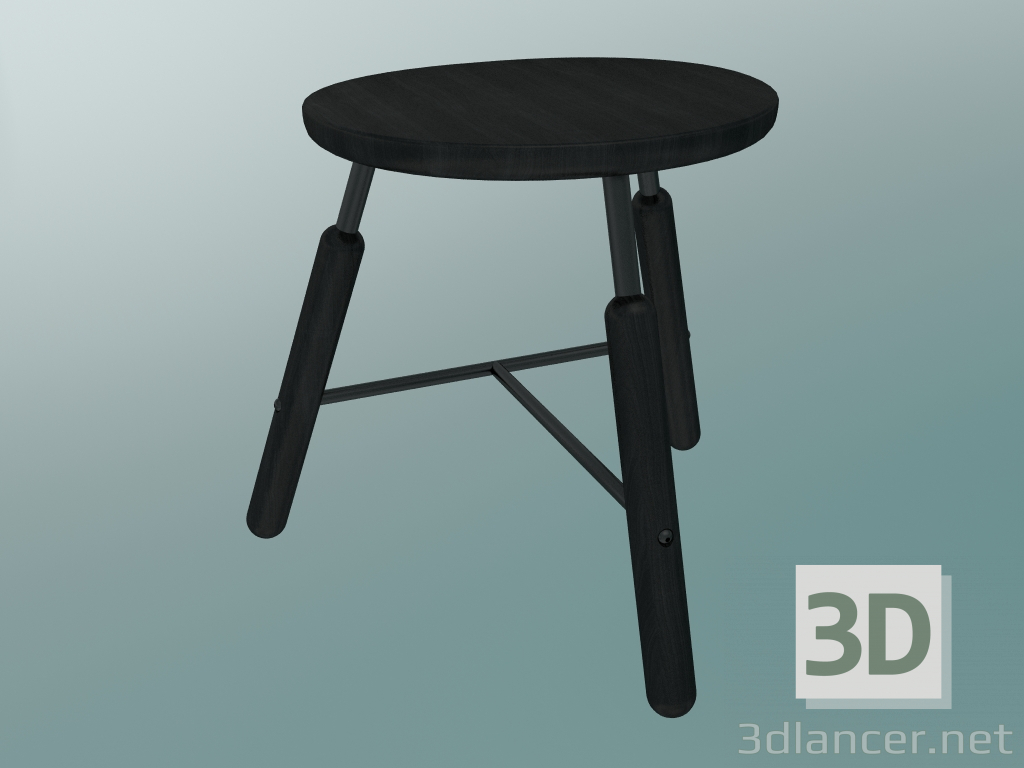 3d model Taburete normal (NA3, An. 49x Al. 46 cm, Recubierto con polvo negro, Fresno aceitado negro) - vista previa