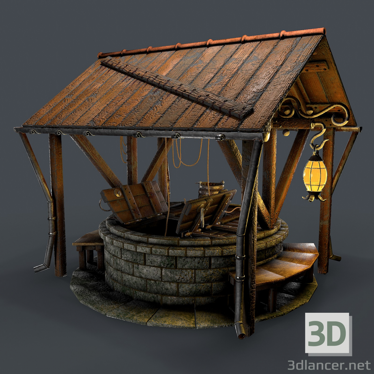 3d Stone well 3d model model buy - render