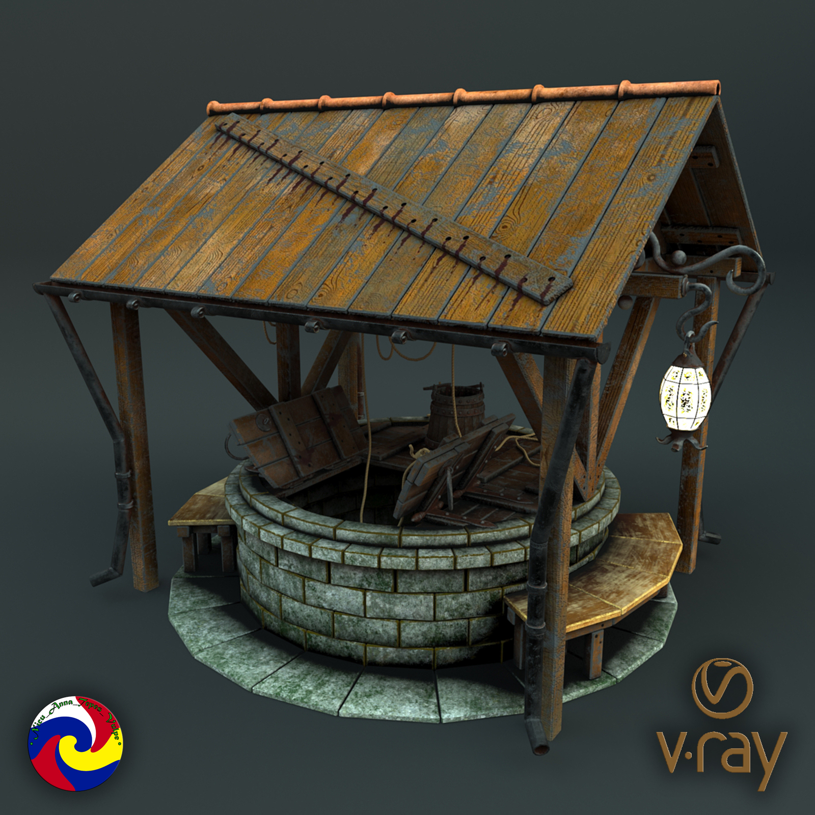 3d Stone well 3d model model buy - render