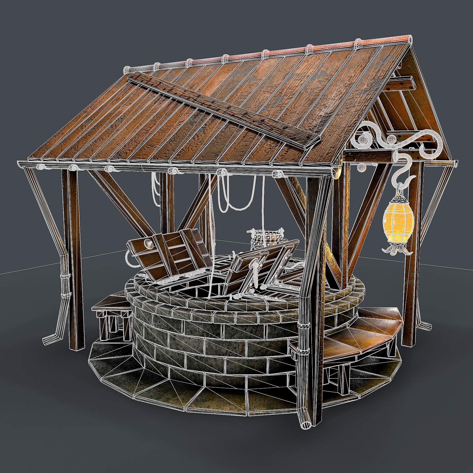 3d Stone well 3d model model buy - render