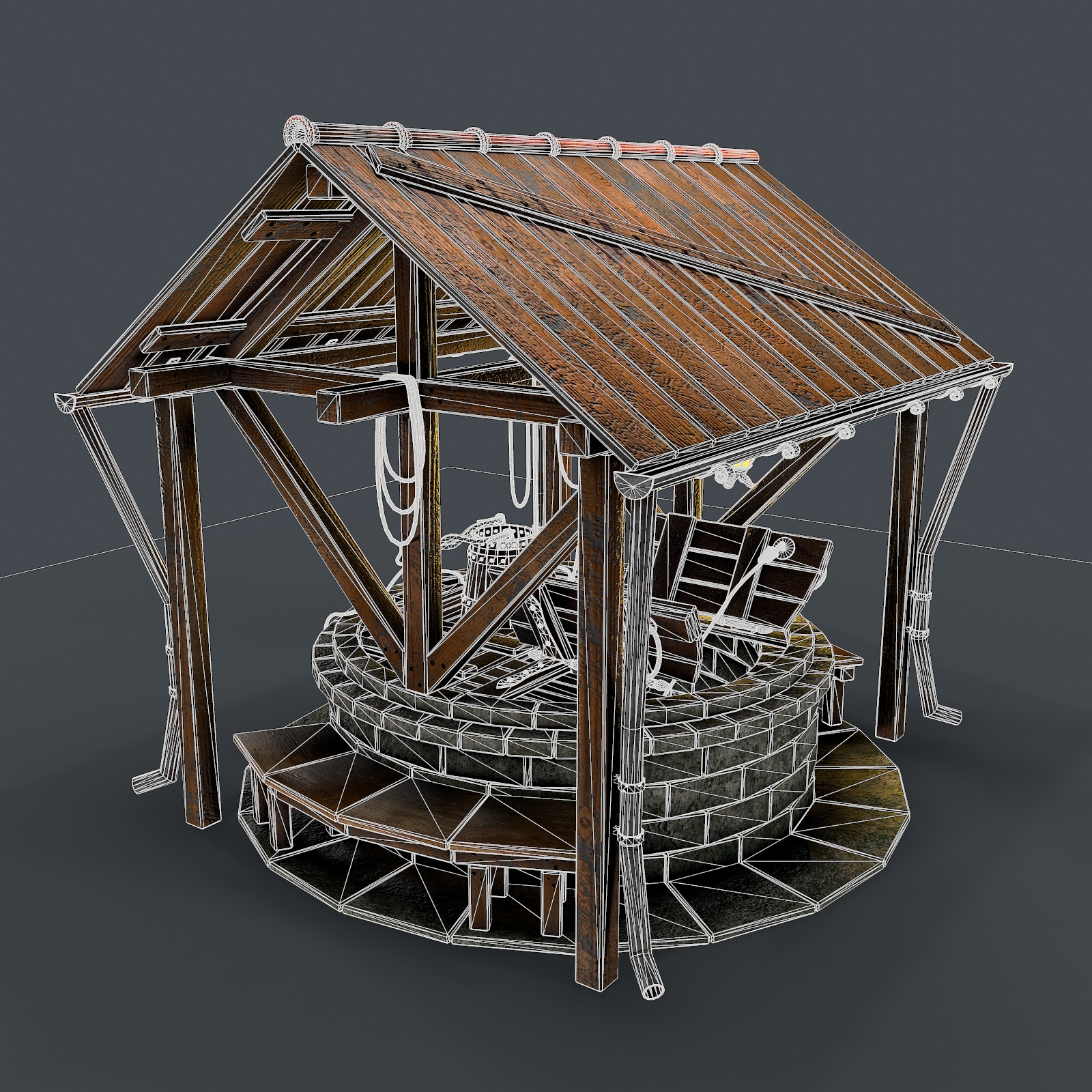 3d Stone well 3d model model buy - render