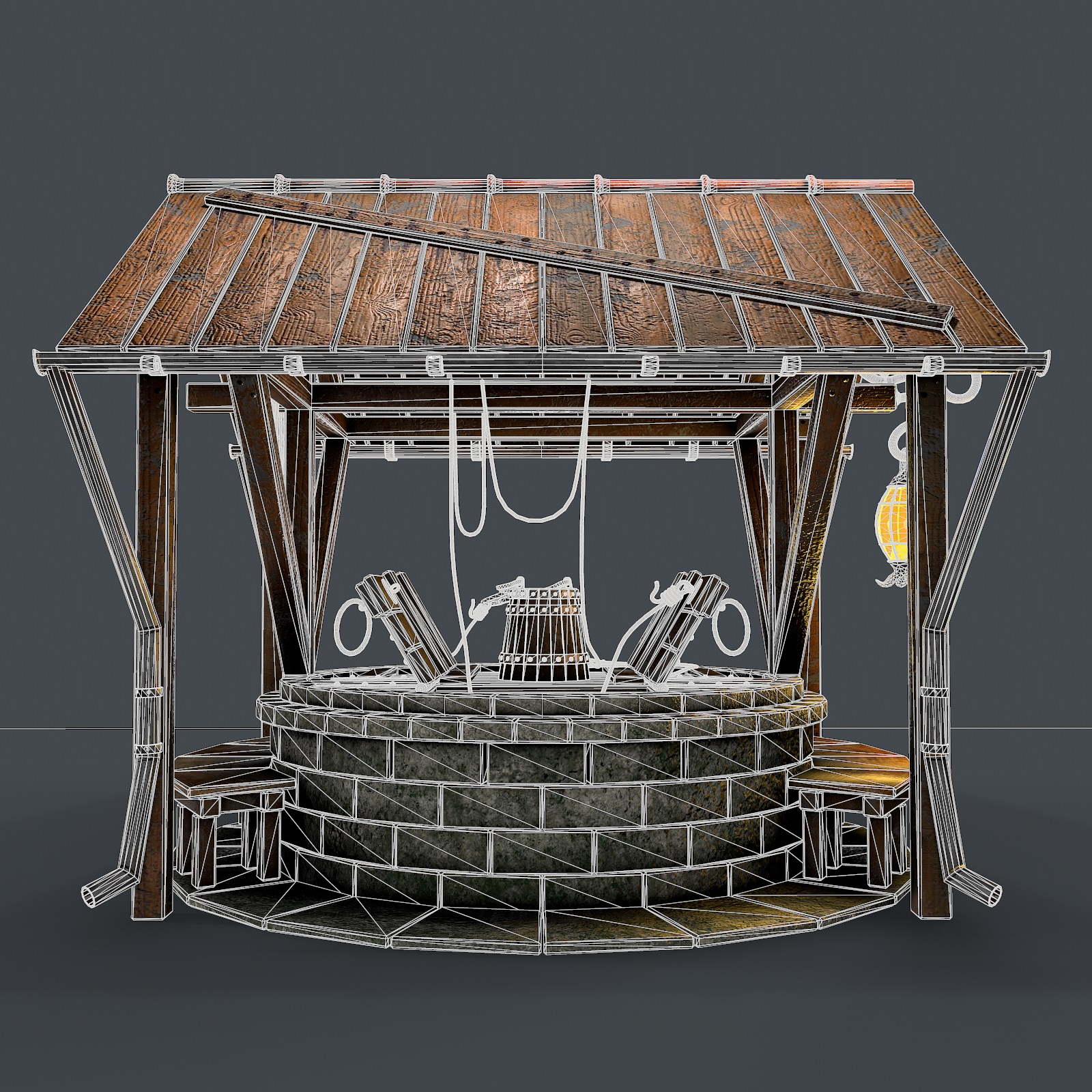 3d Stone well 3d model model buy - render