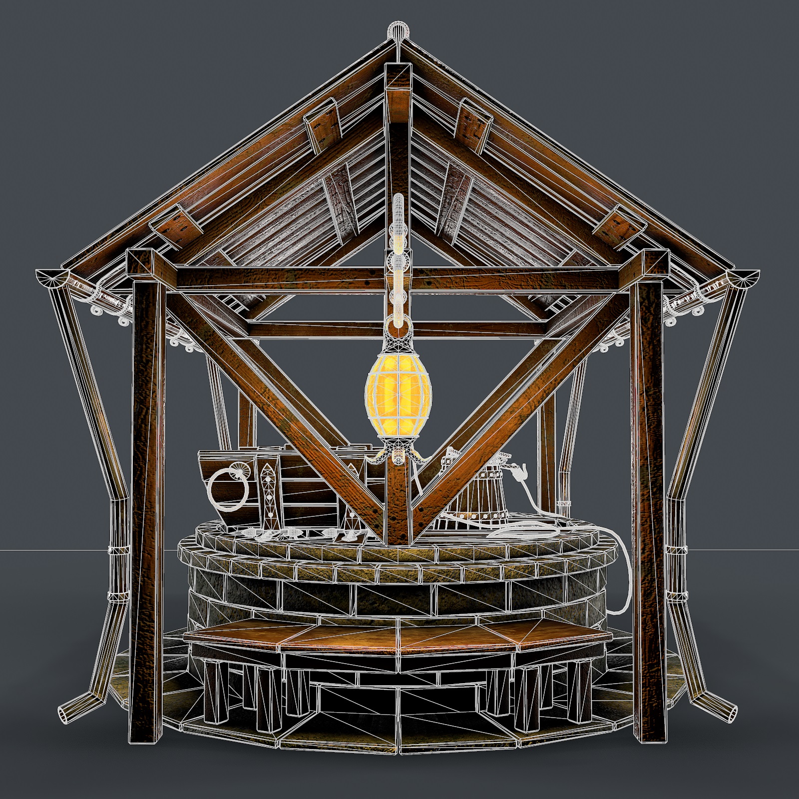 3d Stone well 3d model model buy - render