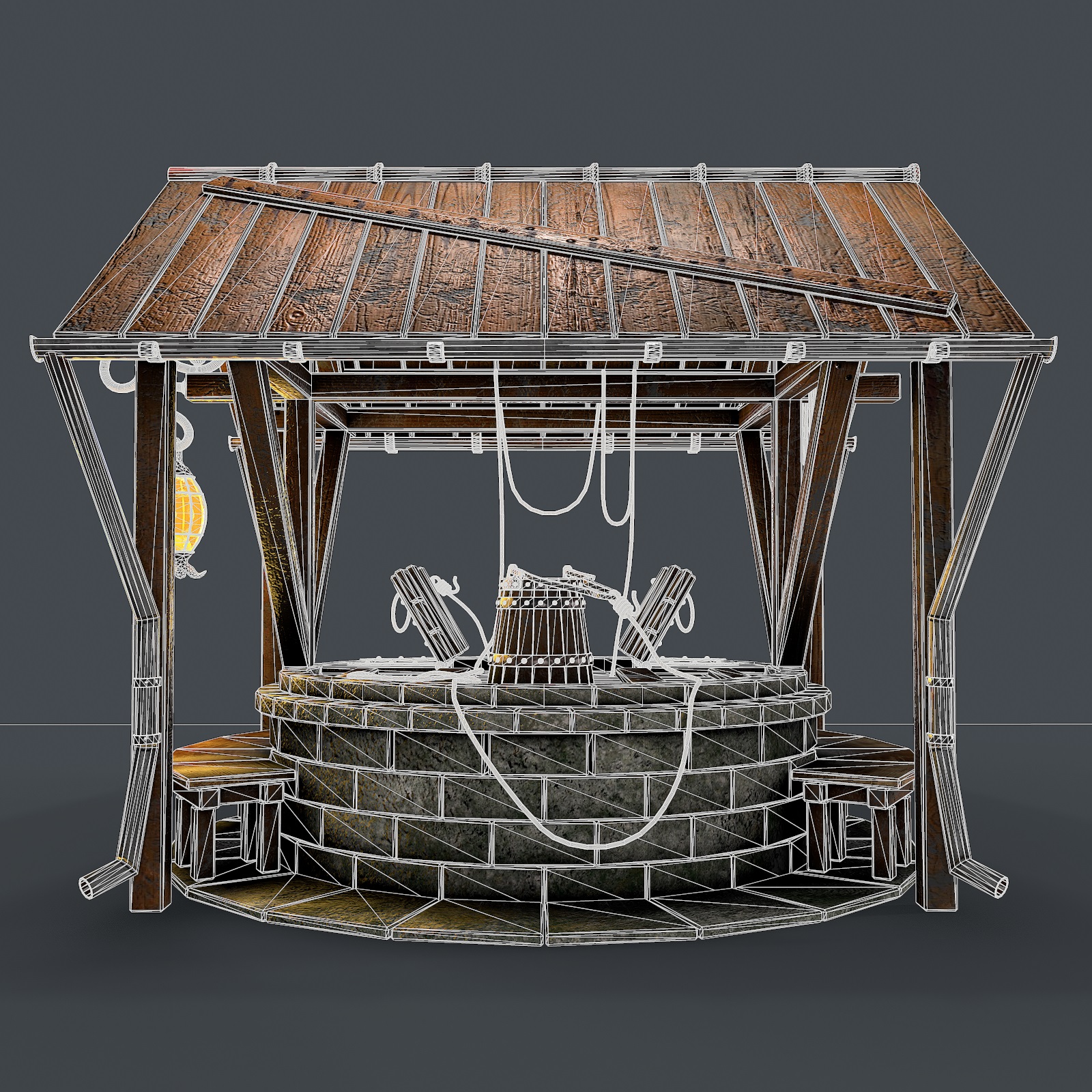 3d Stone well 3d model model buy - render