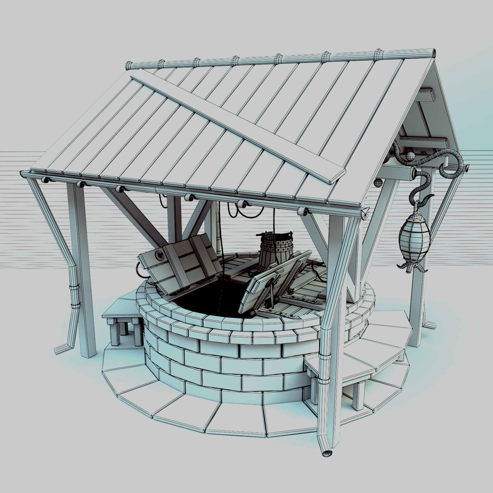 3d Stone well 3d model model buy - render