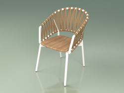 Chaise confort 122 (Métal Lait, Teck)