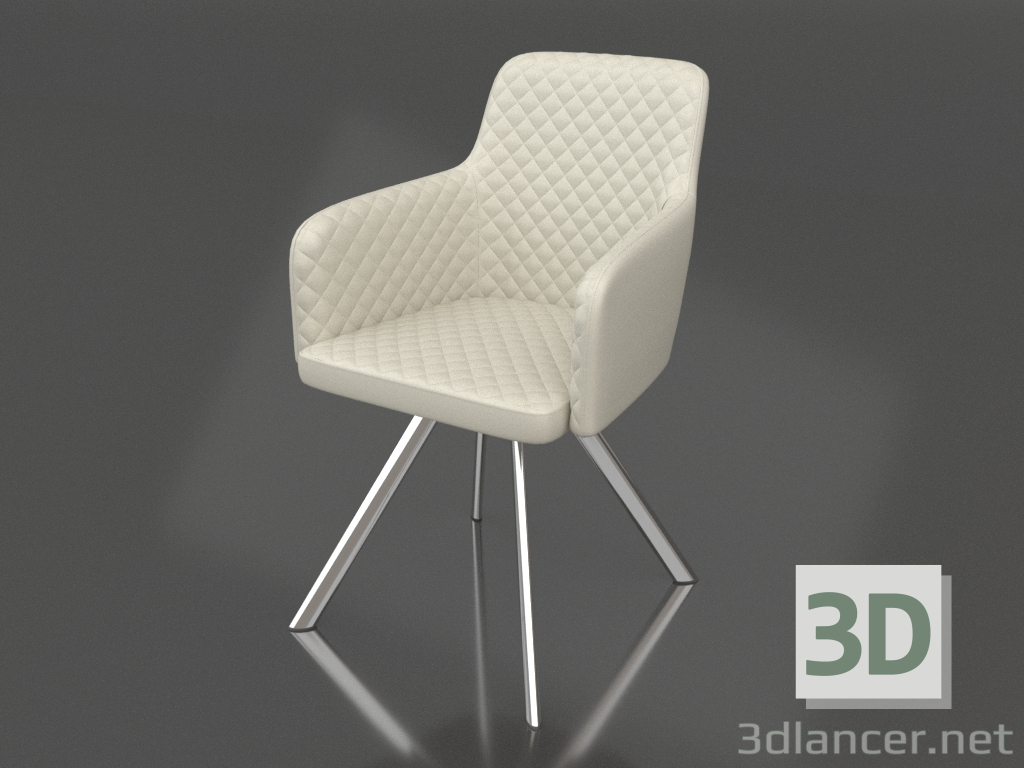 modello 3D Sedia Tori (bianco-cromo) - anteprima