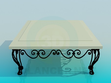 3d model Coffee table with wrought iron legs - preview