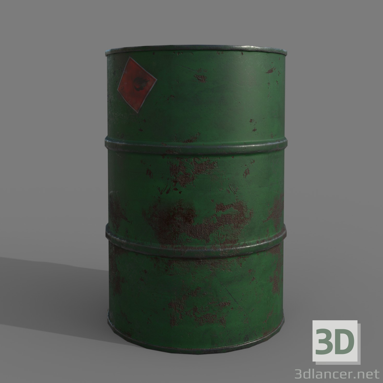 modello 3D di Barile da 200 litri Ruggine verde comprare - rendering