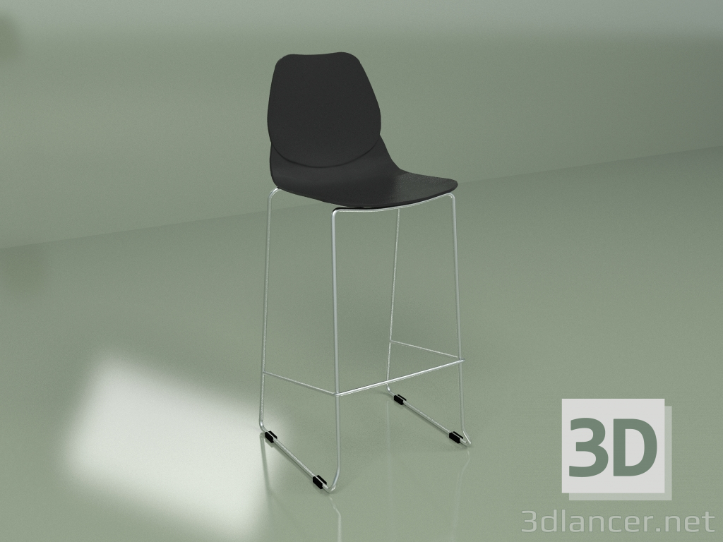 3d model Taburete de bar ligero (negro) - vista previa