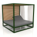 3d model Raised couch with fixed slats with side walls and curtains (Bottle green) - preview