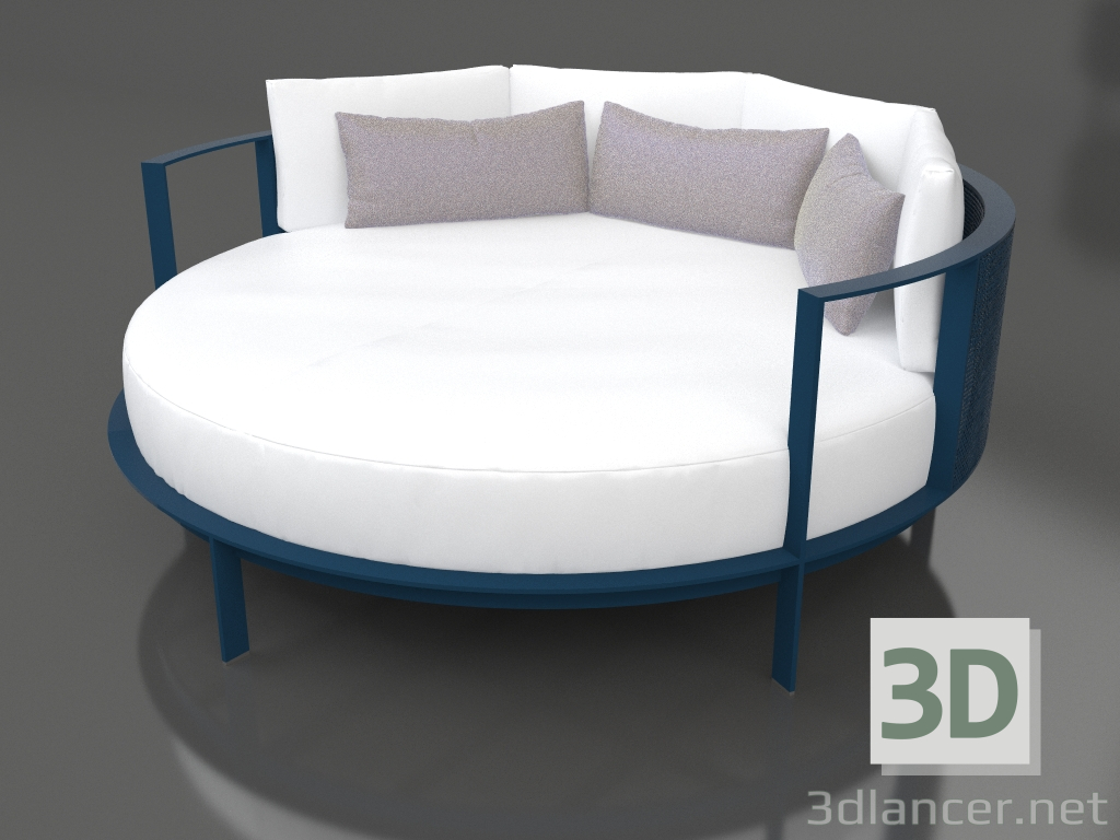 modèle 3D Lit rond pour la détente (Gris bleu) - preview