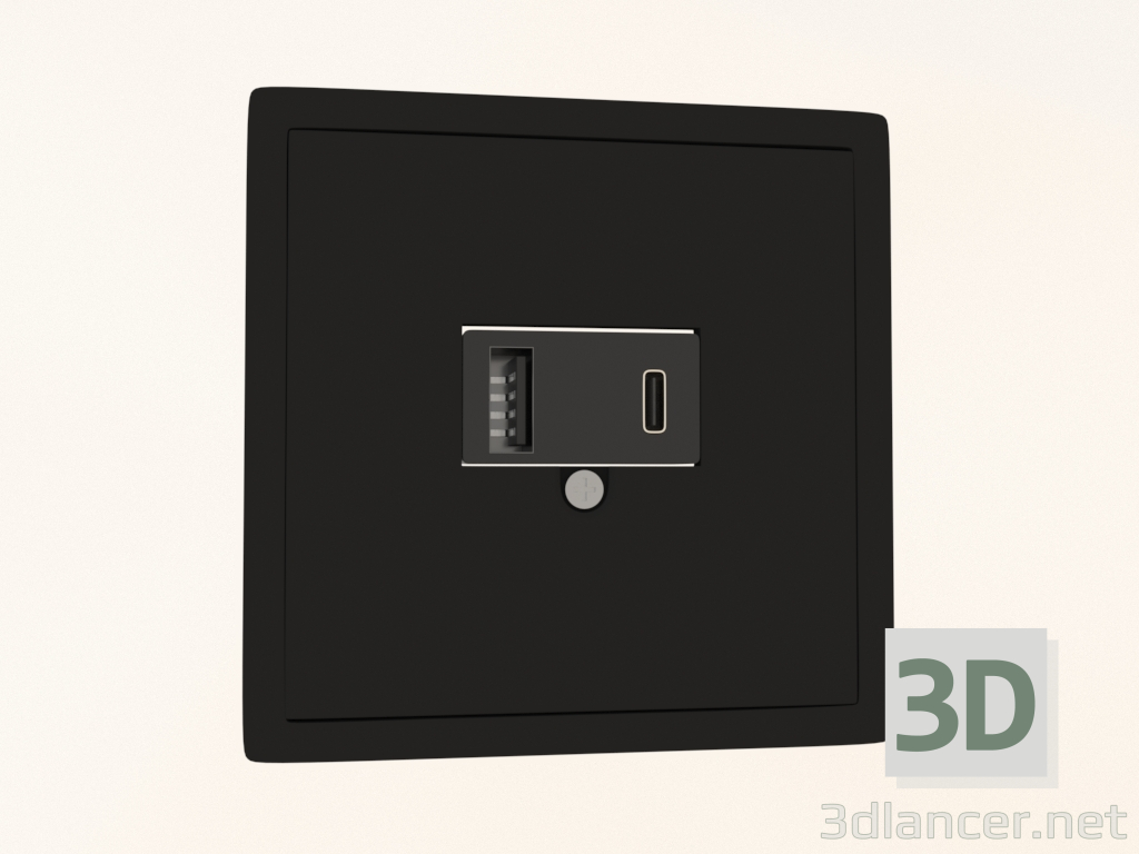 3D Modell USB-Ladegerät (3,1 A, Typ A; C, Schwarz, Mattkarbon, DA27630) R98 - Vorschau