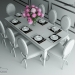 3d Furniture set EURO-HOME, large table 6139 + chair beige 7354 model buy - render