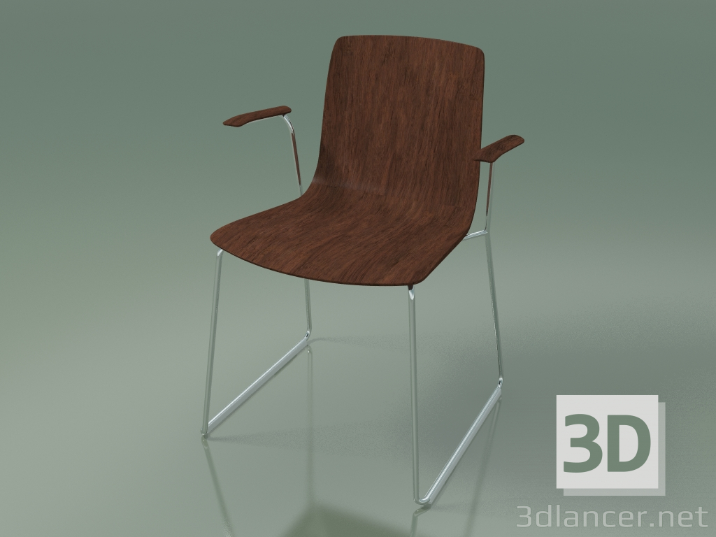 3D modeli Sandalye 3909 (raylarda, kolçaklı, cevizli) - önizleme