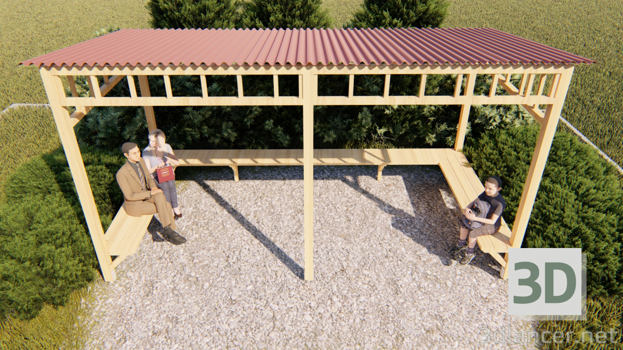 3d Gazebo - pergola model buy - render