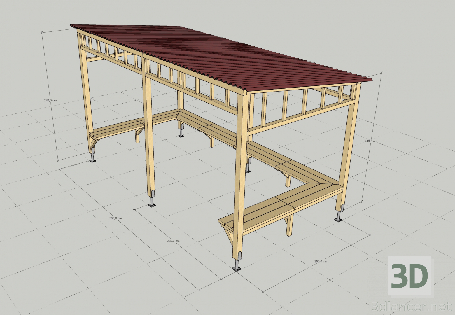 3d Gazebo - pergola model buy - render