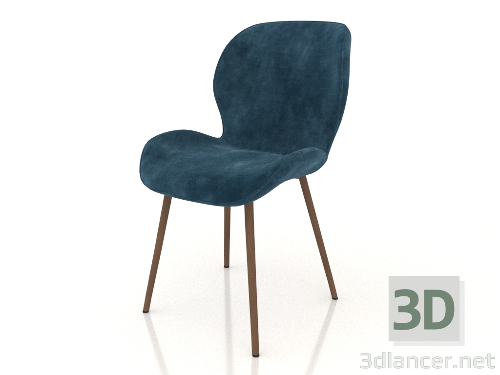 3d model Silla Frank (azul-madera) - vista previa