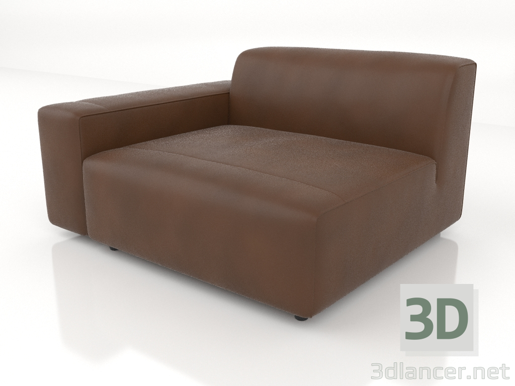 3d model Single sofa module with a low armrest on the right - preview