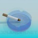 3d model Ashtray with cigarette - preview