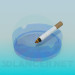 3d model Ashtray with cigarette - preview