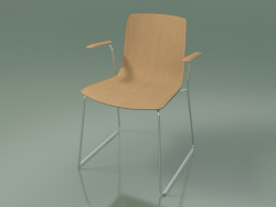 Chaise 3909 (sur rails, avec accoudoirs, chêne)