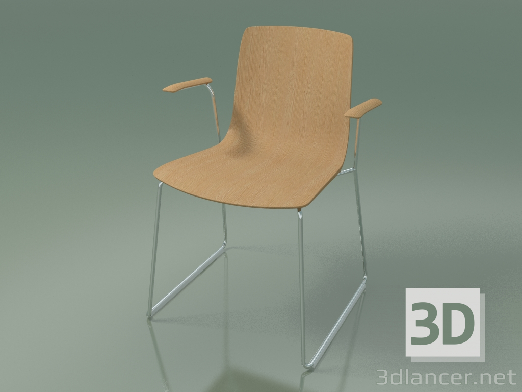 3d model Silla 3909 (sobre rieles, con reposabrazos, roble) - vista previa