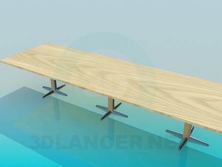 3d model Mesa oblonga en tres pilares - vista previa