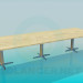 3d model Oblong table on three pillars - preview